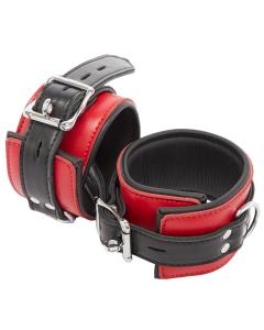 RED & BLACK WRIST CUFFS / GEN. LEATHER