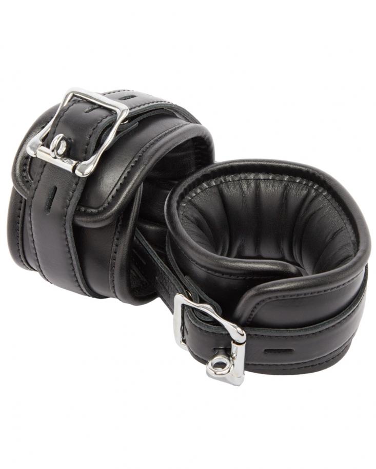 BLACK WRIST CUFFS WITH PADDING / GEN. LE ATHER