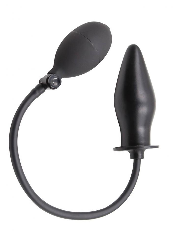 Rude Rider Inflatable Butt Plug Rubber B lack