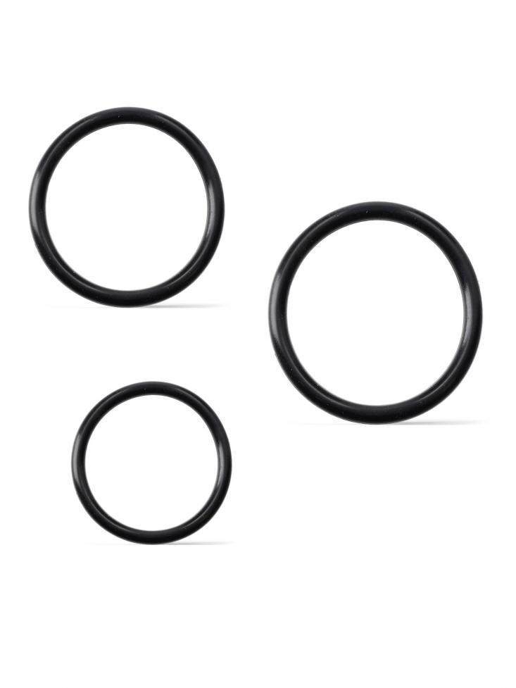 Rude Rider Silicone Cock Ring Thin 3-Set Black